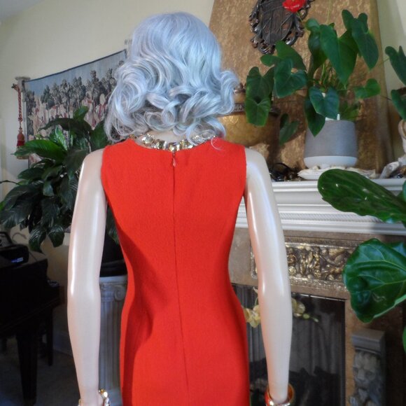 Carolina Herrera Orange Tweed Sheath Dress Size 2 - Picture 12 of 16